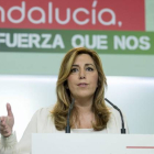 La presidenta de la Junta de Andalucía, Susana Díaz, en una rueda de prensa, este lunes.