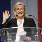 Marine Le Pen, ayer, tras conocer los resultados.