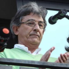 El alcalde de Bembibre, emocionado tras recibir a la Marcha Negra, el pasado septiembre.