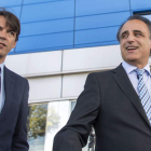 Los abogados de la infanta Cristina, Jaume Riutord y Pau Molins, a su salida de la vista.