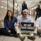 Protesta contra la reforma fiscal que pide Trump, el martes en Washington.