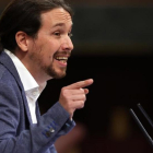 Pablo Iglesias, durante el debate de la moción de censura.