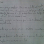La carta del niño dirigida a sus compañeros por el trato que le dispensan.