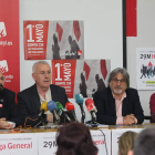 Santiago Ordóñez, Cayo Lara, José María González y Eloina Terrón, en la rueda de prensa.