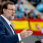 Rajoy durante el acto central de su partido en Las Rozas.