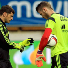 Casillas y De Gea, en la última concentración de España.