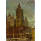 Fragmento del óleo en el que Joaquín Sorolla retrató la Catedral leonesa. SUBASTAS ALCALÁ