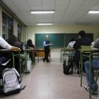 Un grupo de alumnos en el Instituto Núñez de Arce de Valladolid.