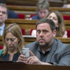 El vicepresidente económico de la Generalitat, Oriol Junqueras, en el Parlament.