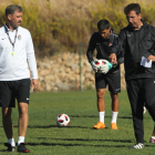 Bolo y Cali, durante un entrenamiento en el Anexo de El Toralín. L. DE LA MATA
