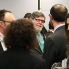 El presidente de Cecale, Santiago Aparicio, llega a la Asamblea General Extraordinaria.