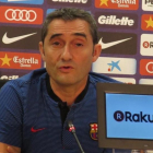 Ernesto Valverde, en la conferencia de prensa de hoy en la Ciudad Deportiva Joan Gamper.