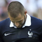 El delantero Karim Benzema durante un partido con la selección francesa.