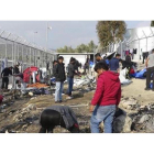 Campamento de refugiados de Moria, en la isla griega de Lesbos, tras la explosión de butano en la cocina.