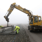 Obras del AVE en las cercanías de León.