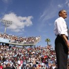 Barack Obama, durante su mitín en Belray Beach, en Florida, muy cerca de Boca Raton.