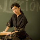 La actriz, caracterizada para la obra de teatro «La lección»