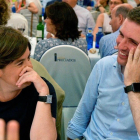 Soraya Sáenz de Santamaría y Pablo Casado, en la cena del grupo parlamentario del PP. /