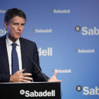 Jaime Guardiola, consejero delegado, presentó los resultados de Banco Sabadell. J.J. GUILLÉN