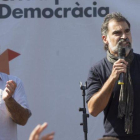 Jordi Sànchez y Jordi Cuixart, en una concentración el 24 de septiembre del 2017 en Barcelona.