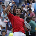 Djokovic celebra su triunfo sobre Granollers.