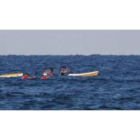 La canoa leonesa disputando el Nacional de Kayak de Mar en Denia.