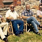 Delgado, Fierro, Díez y Llamas, en el congreso de escritores celebrado en Cármenes en 1995.
