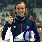 Katie Ledecky tras lograr su quinto oro en los mundiales de Kazán.