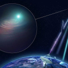 Ilustración de las ondas de radio cósmica.