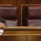 Pedro Sánchez durante la última sesión de control al Ejecutivo bajo el estado de alarma. BALLESTEROS