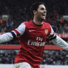 Mikel Arteta celebra el gol marcado con el Arsenal.