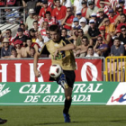 El delantero de la Deportiva, Máyor, no tuvo muchas oportunidades de gol.