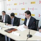 Flórez, Cuenca, Martínez, Sánchez y Lagartos en la firma del convenio