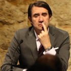 El consejero de Fomento, Juan Carlos Suárez-Quiñones, ayer en un acto en la provincia de León.