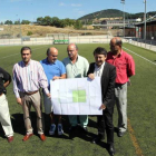 Responsables de la Subdelegación de fútbol y la Ciuden, con los concejales Cubelos, Martínez y el alcalde Folgueral.