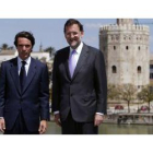 Aznar y Rajoy, hoy en Sevilla, celebrando los 20 años de la llegada de Aznar a la presidencia del PP