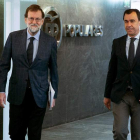 Rajoy y el coordinador general, Martínez-Maíllo, llegan al Comité de Dirección del PP. TAREK MOHAMED
