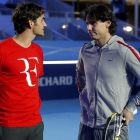 Nadal, derecha, y Federer en un entrenamiento en el Masters.