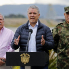 El presidente de Colombia, Iván Duque, da unas declaraciones a la prensa en Bogotá  Colombia.