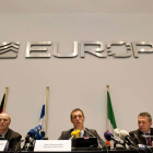 Rob Wainwright (c), director de la Europol, destapó ayer la trama de amaño de partidos.