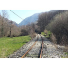 Un tramo de la vía de la línea ferroviaria Ponferrada-Villablino que se pretende poner en valor con este proyecto de bicirrail