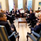 Obama y su homólogo israelí Simon Peres, durante la reunión que mantuvieron en el Despacho Oval