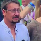 Domènech, captado llorando por las cámaras durante la manifestación de este sábado en Barcelona.