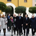 Mariano Rajoy, Juan Vicente Herrera y Alfonso Fernández Mañueco, ayer, en Palencia. NACHO GALLEGO