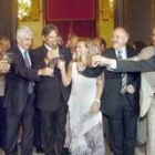 Maragall, junto a Ernest Benach, Artur Mas, Manuela de Madre, Carod Rovira, Joan Saura y Josep Piqué