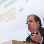 Juan Vicente Herrera, durante la clausura de la jornada de presentación del Mapa de Infraestructuras Agrarias en la región.