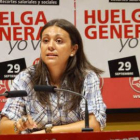 Patricia García, de UGT, durante la presentación de la campaña ayer en Valladolid.