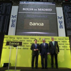 La cúpula de Bankia, con Rato en el centro, en el acto de salida a bolsa.