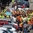 Una protesta de los examinadores de tráfico en julio.