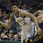 Giannis Antetokounmpo, en plena actividad.